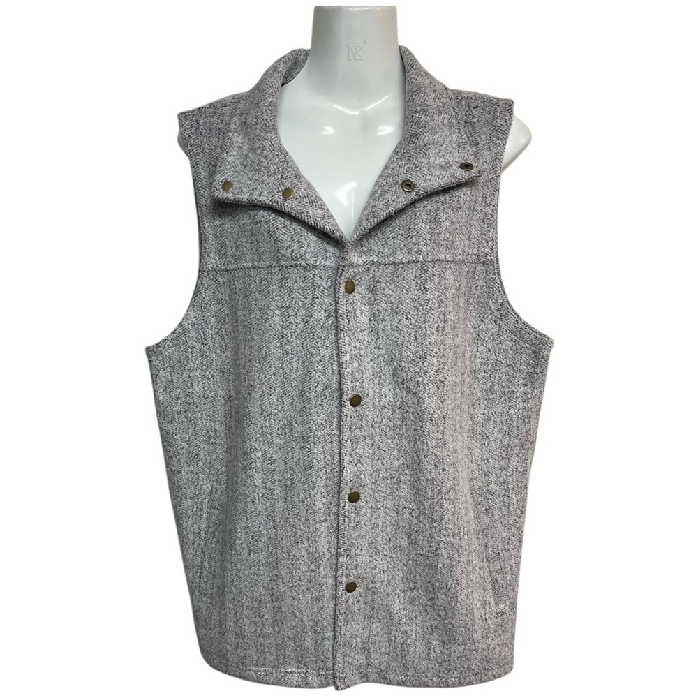 PROPERLY TIED Vest Gray Herringbone Print Mens Size Medium NWT
